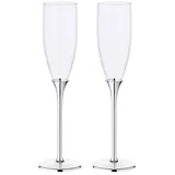 Edzard 2er-Set Sektkelch Victoria (Höhe 27 cm) aus Glas, Fuß edel versilbert, anlaufgeschützt