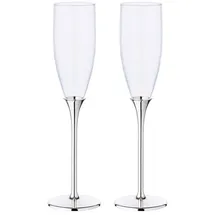 Edzard 2er-Set Sektkelch Victoria (Höhe 27 cm) aus Glas, Fuß edel versilbert, anlaufgeschützt