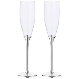 Edzard 2er-Set Sektkelch Victoria (Höhe 27 cm) aus Glas, Fuß edel versilbert, anlaufgeschützt