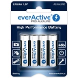 everActive AA Batteries Pack of 4 Pro Alkaline LR6 R6 1.5V Highest Performance 10 Year Shelf Life - 4 Pack - 1 Blister Card, schwarz/ weiss