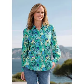 GOLDNER Blusenshirt mit floralem Print Blau/Grün 40