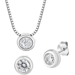 Zeeme Basic Schmuck Set 4tlg. 925 Sterling Silber Zirkonia