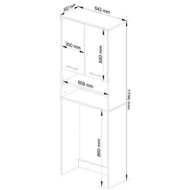 akord furniture factory Waschmaschienenüberschrank 30 x 64 x 180 cm Weiß