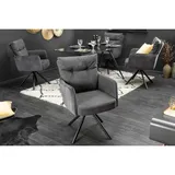 Riess-Ambiente BIG GEORGE - drehbar anthrazit Samt Strukturstoff Armlehnenstuhl Federkern Esszimmer