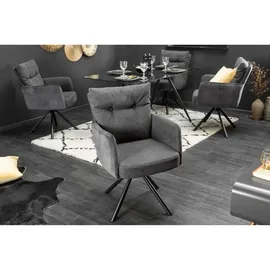 Riess-Ambiente BIG GEORGE - drehbar anthrazit Samt Strukturstoff Armlehnenstuhl Federkern Esszimmer
