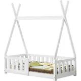 [en.casa] Kinderbett Helsingborg 70 x 140 cm Kiefer massiv weiß