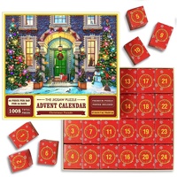 2023 Adventskalender Weihnachtspuzzle – 24 Teile Puzzles Weihnachtsshop Countdown-Kalender, 1008 Teile Christmas Emporium Feiertagspuzzle, 1/2 Set Weihnachts-Adventskalender-Geschenke für Kinder