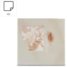 Hama Fotoalbum Einsteckalbum Nature (Memoalbum für 200 Fotos im Format 10x15cm, Fotobuch mit 100 Seiten, mit Beschriftungsfeld, Folientaschen, Platz für Speicherkarte, laminierter Kunstdruck) Beige