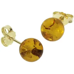 Paar Ohrstecker OSTSEE-SCHMUCK "Ostsee-Schmuck Ohrstecker Kugel 8 mm Ohrstecker Kugel 8 mm", gelb, Ohrringe, Damen, 8mm, Gelbgold 333