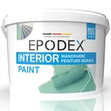 EPODEX® INTERIOR PAINT | Innenwandfarbe | Wandfarbe | 45 Trendfarben Polar Weiß Bunt Farbig | Spritzfrei Strapazierfähig Geruchsarm Hohe Deckkraft 3-53Kg