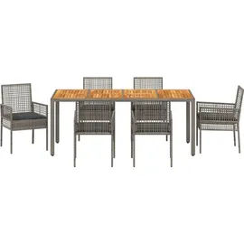 vidaXL Garten Essgruppe 7-tlg. Grau