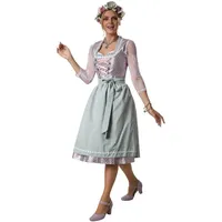 dressforfun Dirndl Frauenkostüm Midi-Dirndl Oberammergau Modell 1 Tailliert geschnittenes, kurzes Dirndl in edler Optik grün|silberfarben M