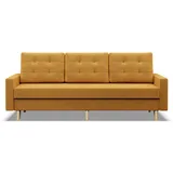 mebligo Schlafcouch Textil 3-Sitzer Gelb