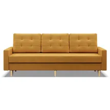 mebligo Schlafcouch Textil 3-Sitzer Gelb