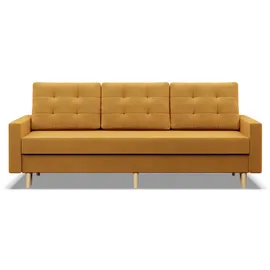 mebligo Schlafcouch Textil 3-Sitzer Gelb