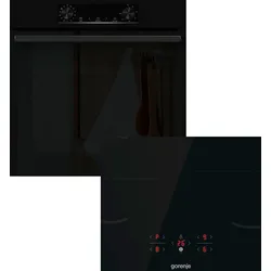 Backofen-Set »BOP6737E02BK«, mit Teleskopauszug nachrüstbar, Pyrolyse-Selbstreinigung, (2 St.), Pyrolyse & Induktion, 25490362-0 Schwarz