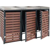 MCW 2er-/4er-Mülltonnenverkleidung MCW-K14, Mülltonnenbox Pflanzkasten, 124x146x102cm WPC Metall 90kg ~ Gartenschrank, K14-2-4