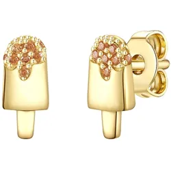 Glanzstücke München Ohrstecker Eis Sterling Silber Zirkonia in Gelbgold Ohrringe   Damen 