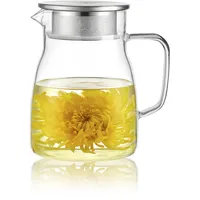 CNGLASS Glas-Teekanne 800ml/27oz mit Sieb,Klarglas-Teekessel mit abnehmbarem Edelstahlsieb,Herdsichere Glas-Teekanne für blühenden und losen Blatttee