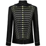 RKaixuni Herren Mittelalter Viktorianische VTG Punk Offizier Militär Schlagzeuger Parade Majorette Jacke Uniform Weihnachten Party Kostüm, Gold, XL - XL