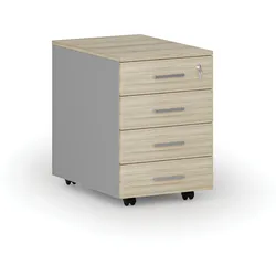 Büro-Rollcontainer PRIMO GRAY, 4 Schubladen, Eiche grau/natur