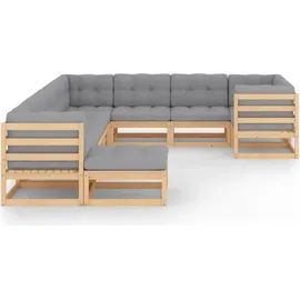 vidaXL Garten-Lounge-Set 10-tlg. natur/grau 3077074