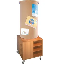 Mobile Kork-Litfaßsäule mit Unterschrank