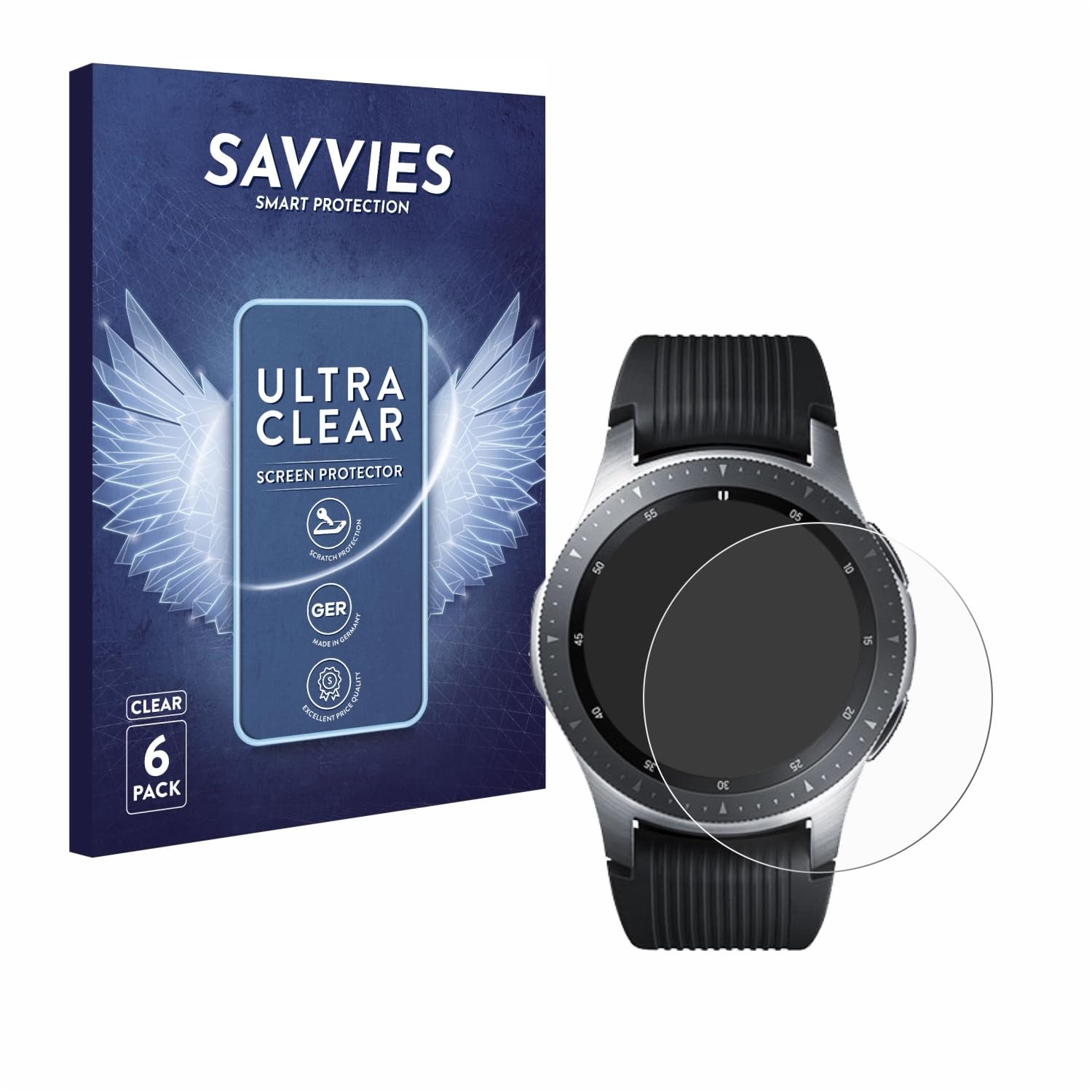 Savvies 6 Stück Schutzfolie für Samsung Galaxy Watch (46 mm) Displayschutz-Folie Ultra-Transparent