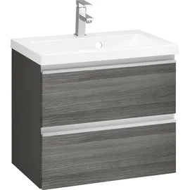 WELLTIME Waschbeckenunterschrank Ohio Badmöbel, Waschtisch inkl. Waschbecken, Breite 60 cm grau|silberfarben