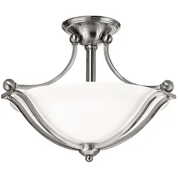 Deckenleuchte Lampe Wohnzimmer Stahl Glas Nickel 2 Flammig D 48,9cm Vintage-Stil