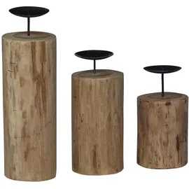 vidaXL Windlicht 3 pcs Holz Braun