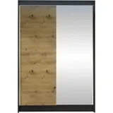 Mirjan24 Schiebetürenschrank Lino I 2-türig 200 x 210 x 60 cm Schwarz/Artisan Eiche