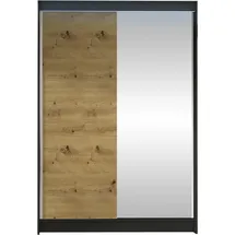 Mirjan24 Schiebetürenschrank Lino I 2-türig 200 x 210 x 60 cm Schwarz/Artisan Eiche