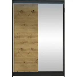 Mirjan24 Schiebetürenschrank Lino I 2-türig 200 x 210 x 60 cm Schwarz/Artisan Eiche