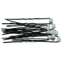 A & A Haarnadel Perle Nadel schwarz Perle weiß
