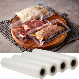 casativo 4 Profi Vakuumier-Folienschläuche für Balken-Vakuumierer 28 x 500 cm, Lebensmittelverpackung, Transparent