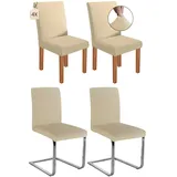 Dmyifan Stretch Stuhlhussen Schwingstühle, Abnehmbarer Waschbarer Stuhlbezüge, Chair Cover für Esszimmer, Hotel, Bankett, Partys Deko, Hochzeit (4, Beige)
