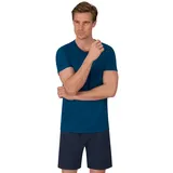 Trigema Schlafanzug TRIGEMA "TRIGEMA Kurzer aus Biobaumwolle (kbA)" Gr. XL, blau (saphir-c2c) Herren Homewear-Sets