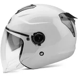 BOSERMEM Erwachsener Motorradhelm mit Doppelvisier, Jet-Helm Chopper Cruiser Vintage Pilot Helmet, Bestehen Sie den Kollisionstest, um die Verkehrssicherheit zu Gewährleisten( Weiß )