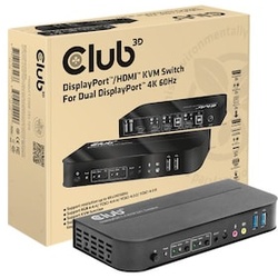 Club 3D DisplayPort/HDM KVM Switch auf Dual DisplayPort 4K 60Hz