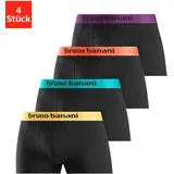 bruno banani Boxer »Boxershorts für Herren«, (Packung, 4 St.), mit farbigen Marken-Schriftzug am Bündchen Bruno Banani schwarz-orange, schwarz-türkis, schwarz-gelb, schwarz-lila