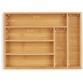 Relaxdays Besteckkasten Schubladeneinsatz mit 6 Fächern Bambus 5 x 25,5 x 35,5 cm natur
