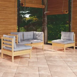 vidaXL Garten-Lounge-Set 4-tlg. grau Kiefer