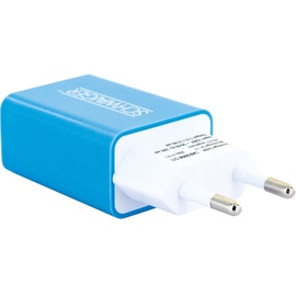 Schwaiger 230V Ladeadapter USB weiß/blau (10.50 W), USB Ladegerät, Blau