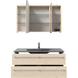 Pelipal Serie 6025 3-tlg. 117 cm x 200 cm x 48 cm Waschtisch grau polar pinie quer NB