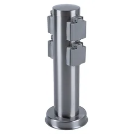 ETC Shop Steckdosensäule 4-fach Edelstahl 0 m Silber