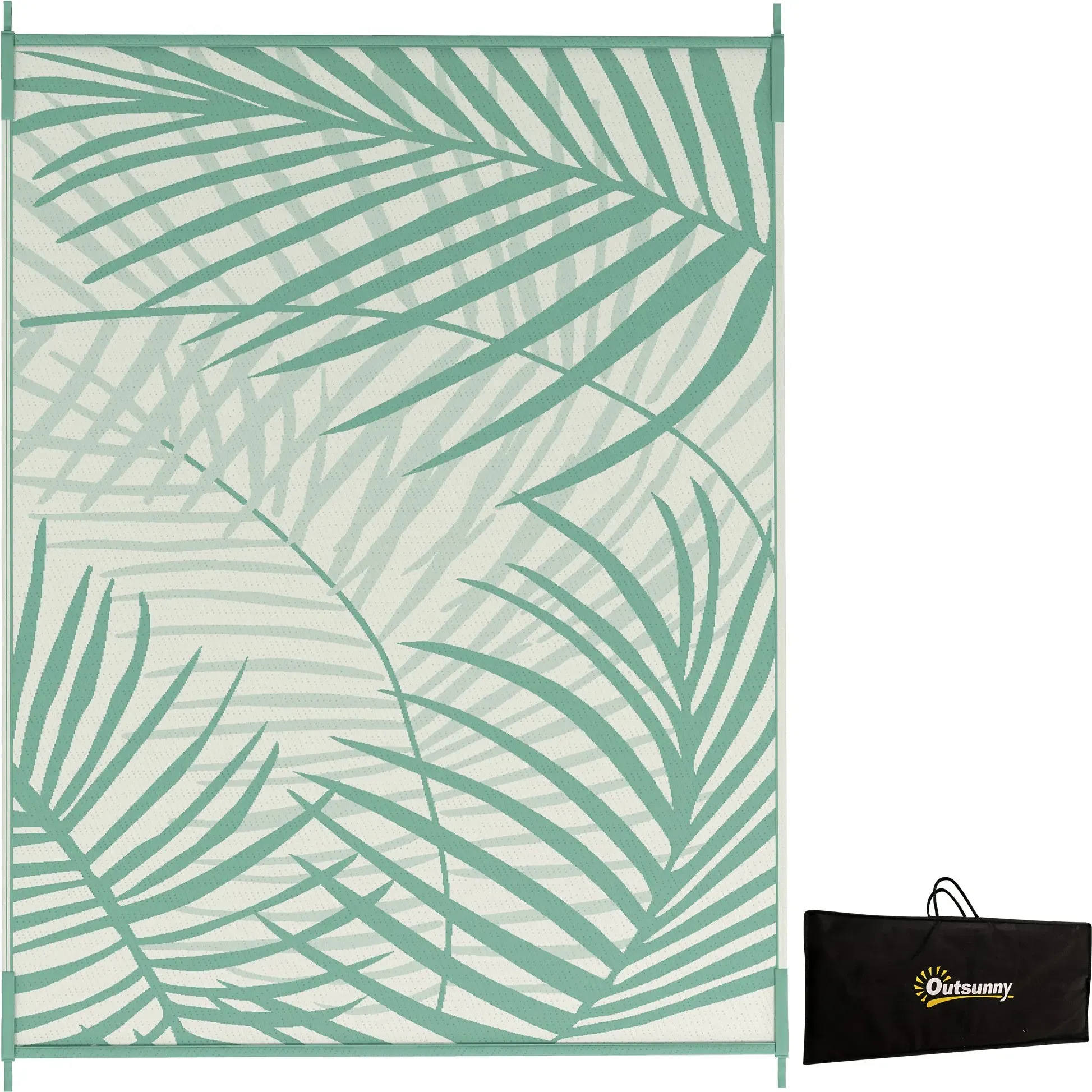 Outsunny Outdoor-Teppich großer Wendeteppich wasserabweisend mit Tragetasche für Camping Terrasse 365x274cm in Grün   Aosom.de