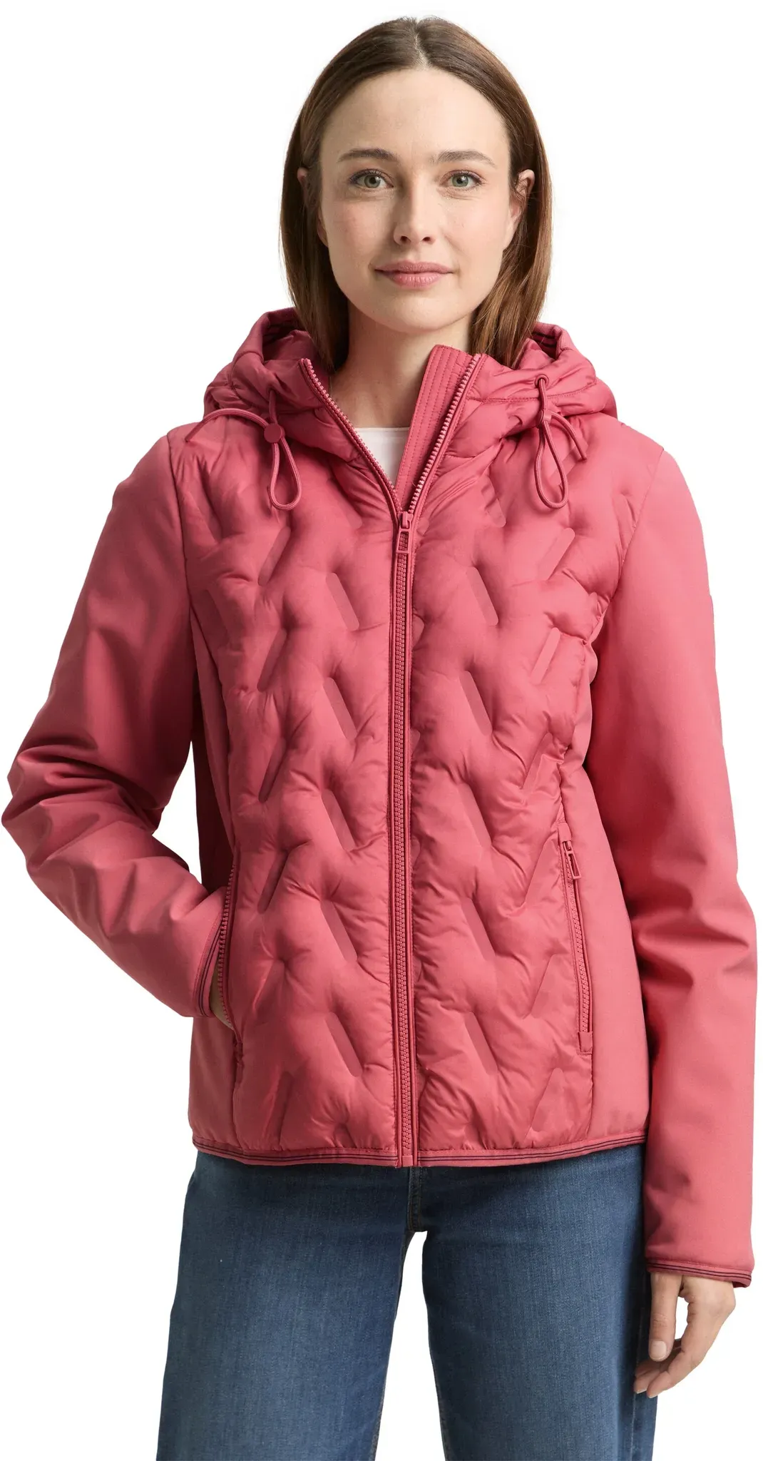Steppjacke TOM TAILOR, Damen, Gr. M, rosa (cozy pink), Steppware, Obermaterial: 100% Polyester. Futter: 100% Polyester, unifarben, regular fit normal, elastischer Bund, Jacken Steppjacke, mit Kapuze