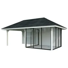 Palmako Pavillon Bianca 16,6 m2 Set 206 Slide - 28 mm weiß lackiert