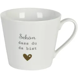 Krasilnikoff Happy Cup Tasse mit Henkel, Schön dass du da bist, Ø 10, Höhe 9 cm